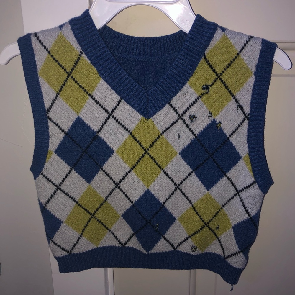 Cute Blue, Yellow and white Sweater vest